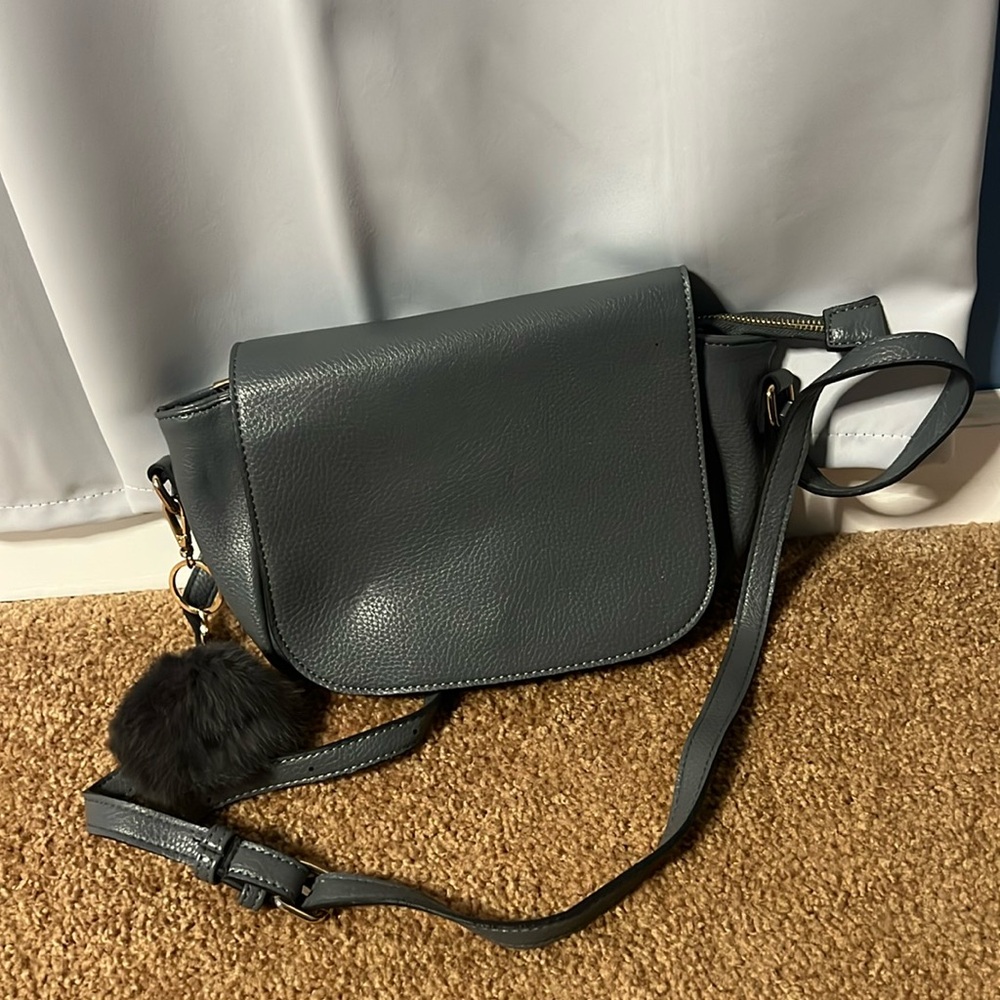 TRENDING COLOR - CHARCOAL GREY PURSE WITH POOF